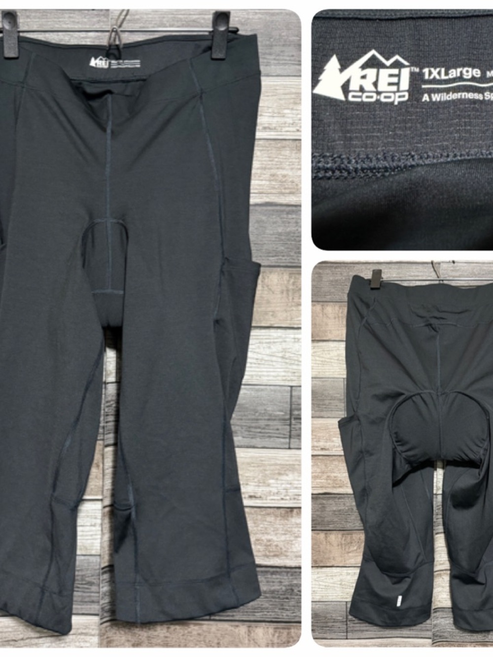 Rei Padded Cycling Pants Women’s 1XL Black Stretch (Inseam 18) Pull On